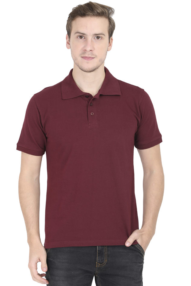 Men's Maroon Polo Solid 100% Cotton T-Shirt