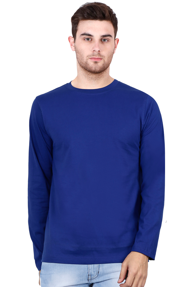 Men's Round Neck Royal Blue Full Sleeve T-Shirt