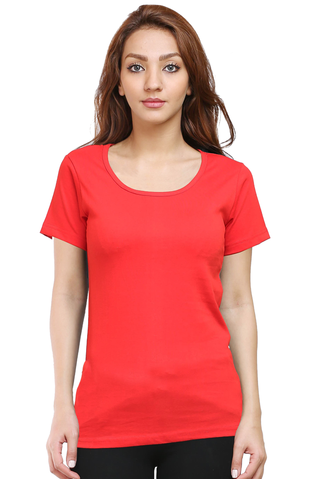 Women's Red Round Neck Half Sleeve T-Shirt