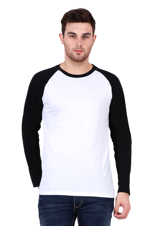 Men's Black White Ragan Full Sleeve T-Shirt
