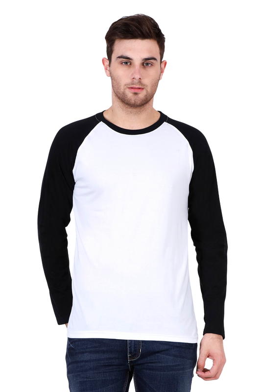 Men's Black White Ragan Full Sleeve T-Shirt