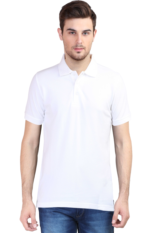 Men's White Polo Solid 100% Cotton T-Shirt