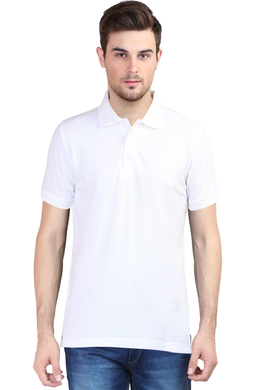 Men's White Polo Solid 100% Cotton T-Shirt