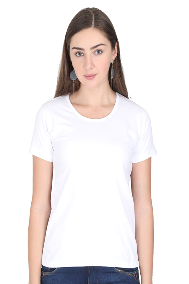 Women's White Round Neck Half Sleeve T-Shirt