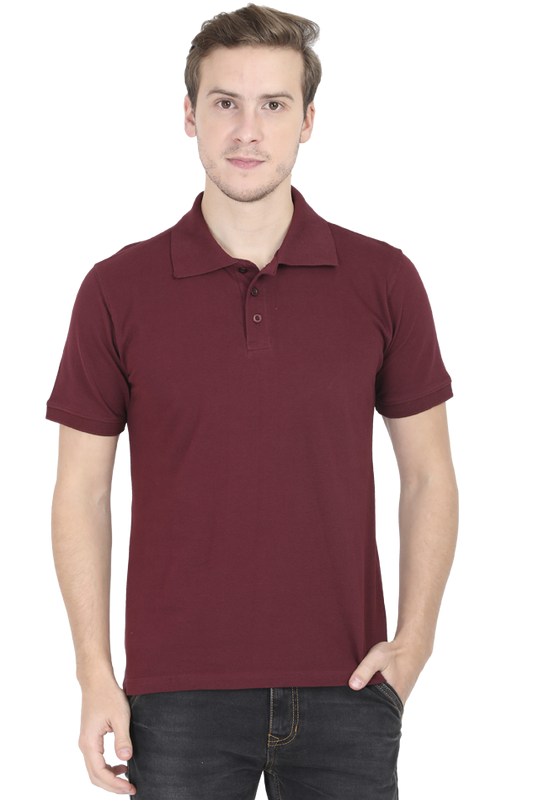 Men's Maroon Polo Solid 100% Cotton T-Shirt