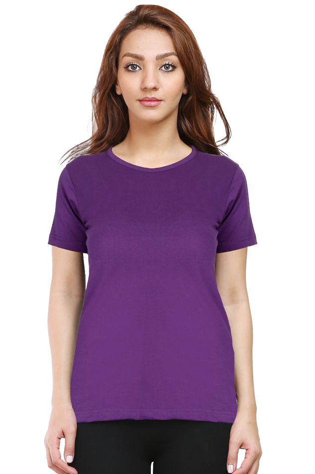 Women's Purple Round Neck Half Sleeve T-Shirt