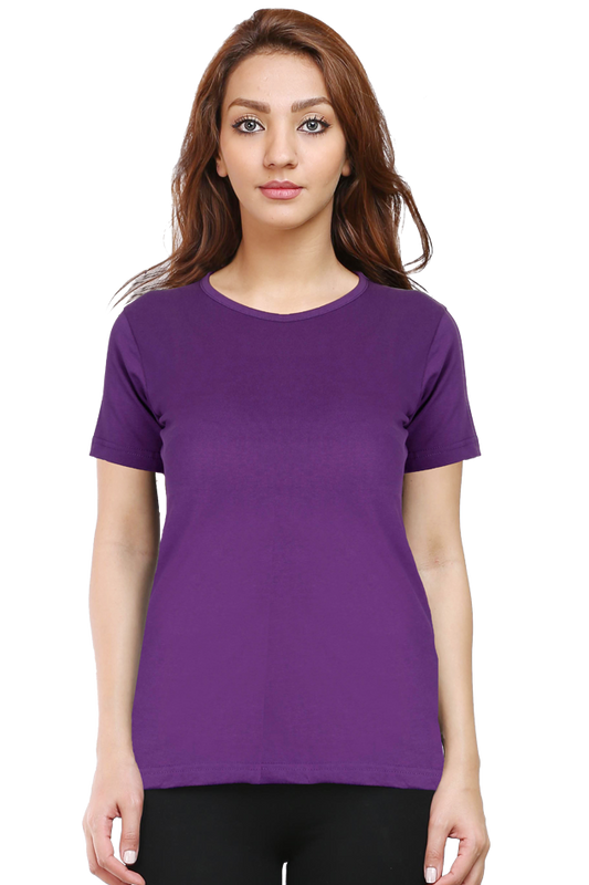 Women's Purple Round Neck Half Sleeve T-Shirt