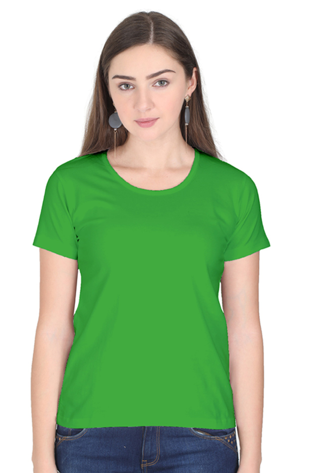 Women's Green Round Neck Half Sleeve T-Shirt