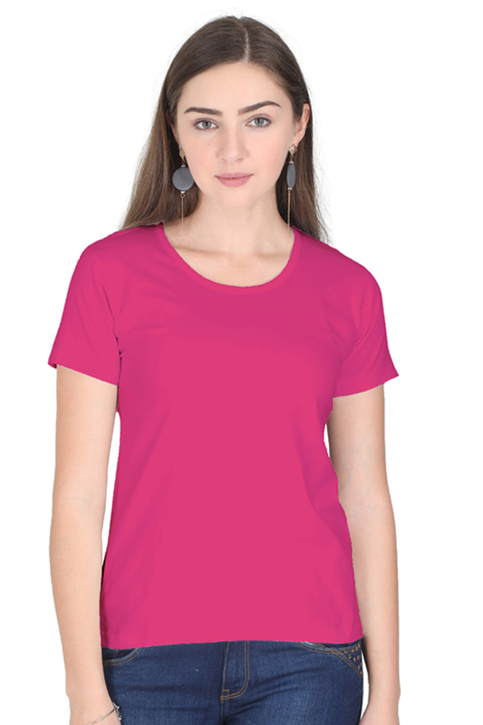 Women's Pink Round Neck Half Sleeve T-Shirt