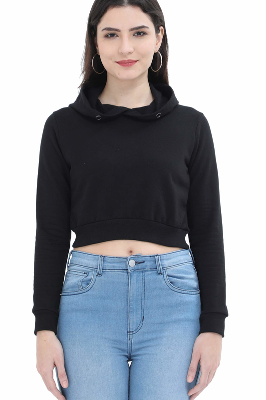 Women's Black Crop Top Hoodies