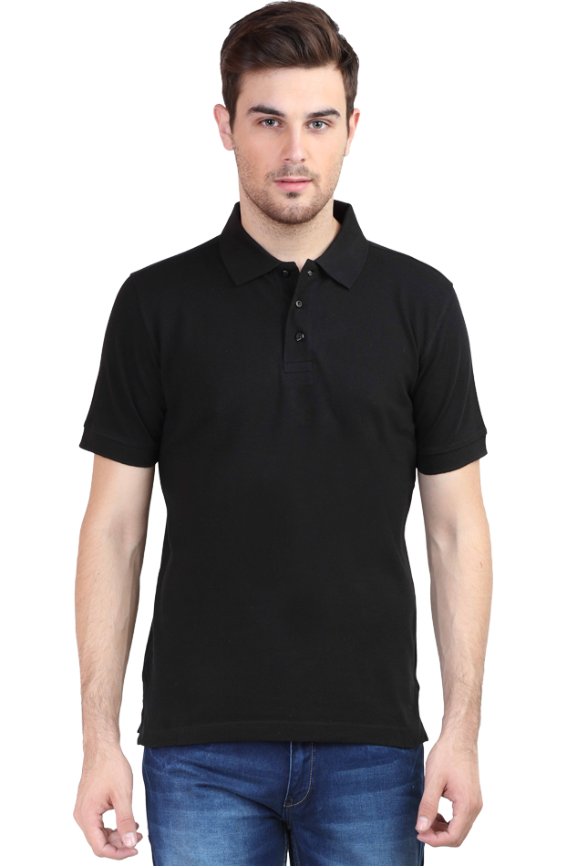 Men's Black Polo Solid 100% Cotton T-Shirt