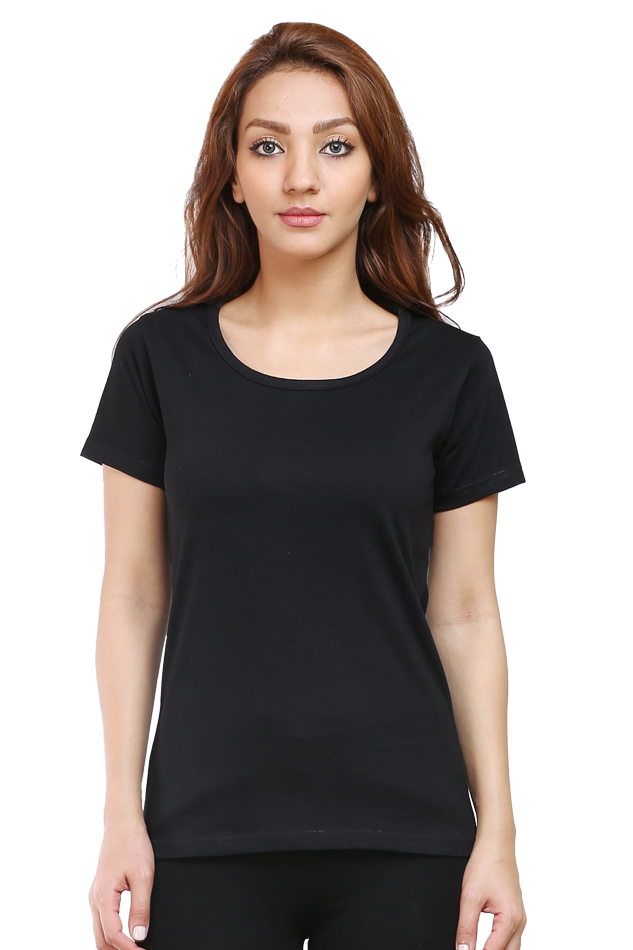 Women's Black Round Neck Half Sleeve T-Shirt