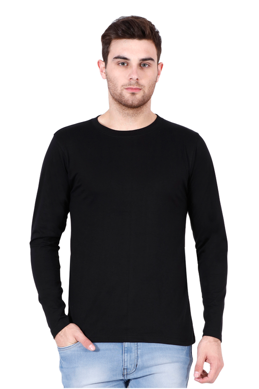 Men's Round Neck Black Full Sleeve T-Shirt