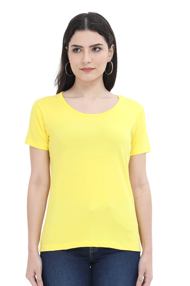 Women's Yellow Round Neck Half Sleeve T-Shirt