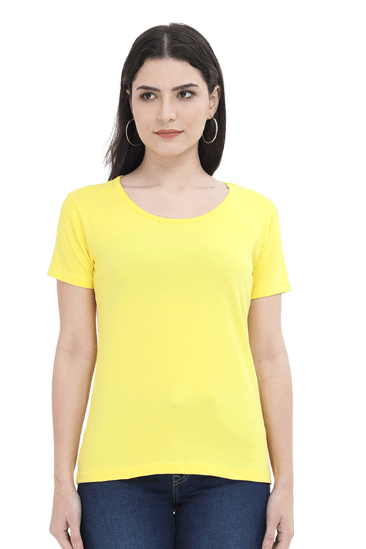 Women's Yellow Round Neck Half Sleeve T-Shirt