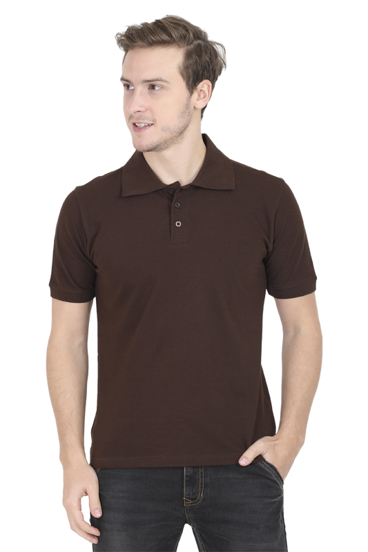 Men's Coffee Brown Solid 100% Cotton T-Shirt