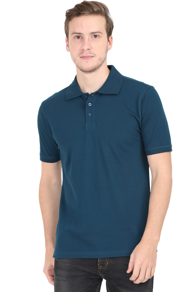 Men's Petrol Blue Polo Solid 100% Cotton T-Shirt