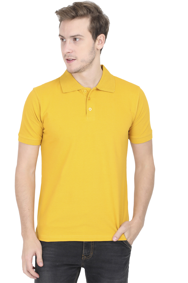 Men's Mustard Yellow Polo Solid 100% Cotton T-Shirt