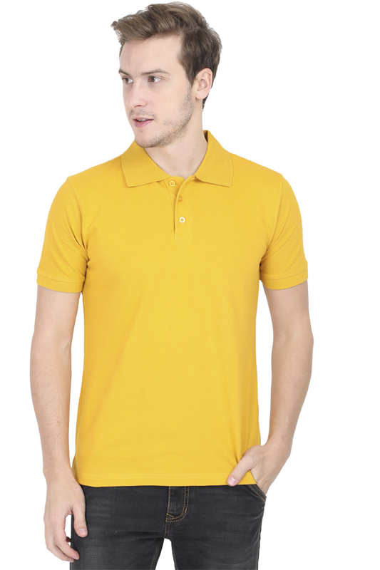 Men's Mustard Yellow Polo Solid 100% Cotton T-Shirt