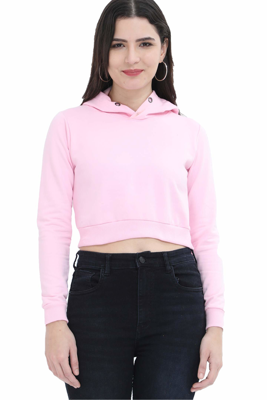 Female Baby Pink Crop Top Hoodies