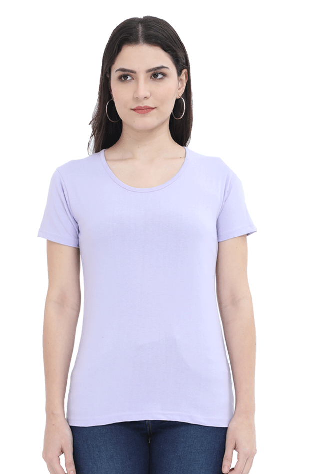 Women's Lavender Round Neck Half Sleeve T-Shirt