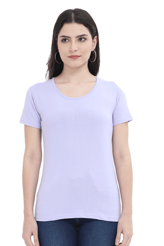 Women's Lavender Round Neck Half Sleeve T-Shirt