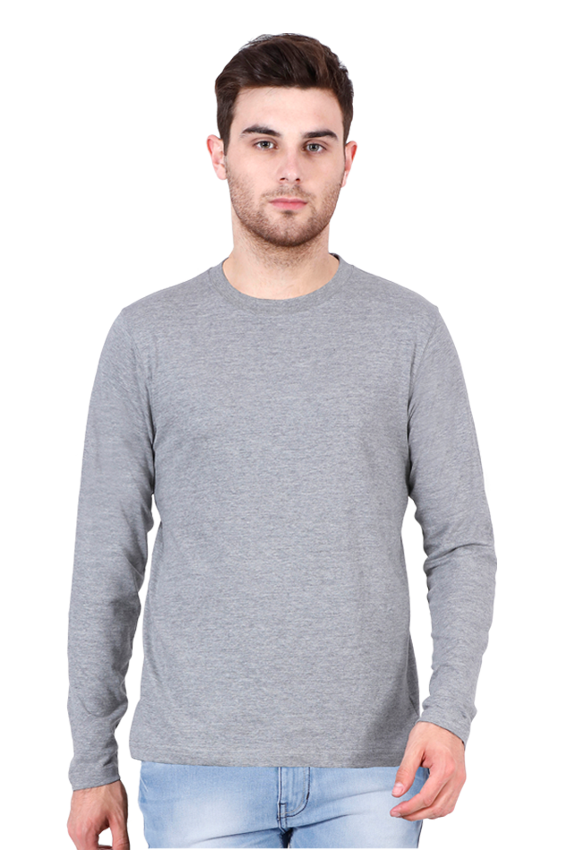 Men's Round Neck Grey Full Sleeve T-Shirt