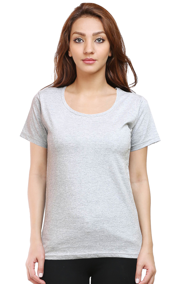 Women's Grey Round Neck Half Sleeve T-Shirt