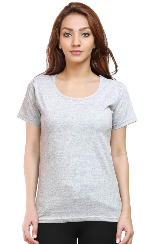 Women's Grey Round Neck Half Sleeve T-Shirt