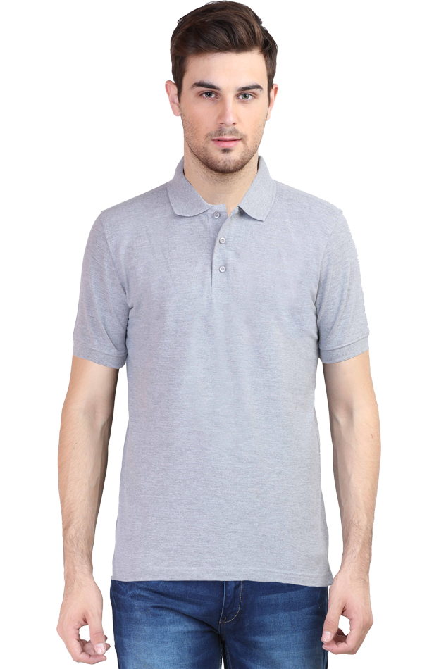 Men's Grey Polo Solid 100% Cotton T-Shirt