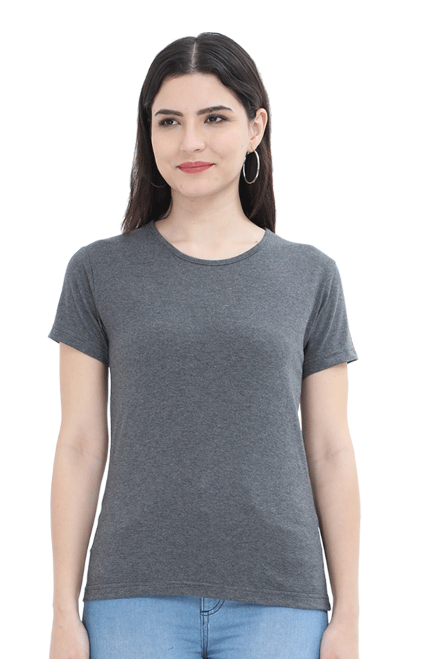 Women's Charcoal Round Neck Half Sleeve T-Shirt