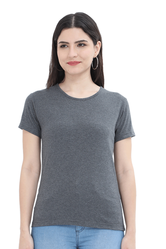 Women's Charcoal Round Neck Half Sleeve T-Shirt