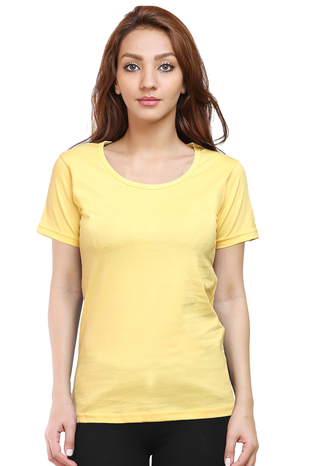 Women's Yellow Round Neck Half Sleeve T-Shirt