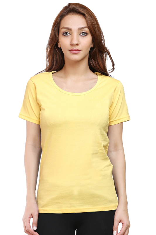 Women's Yellow Round Neck Half Sleeve T-Shirt