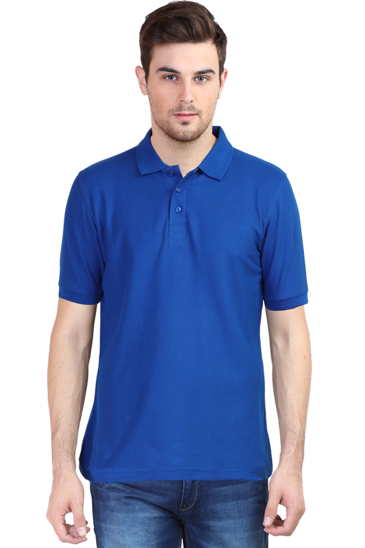 Men's Royal Blue Polo Solid 100% Cotton T-Shirt