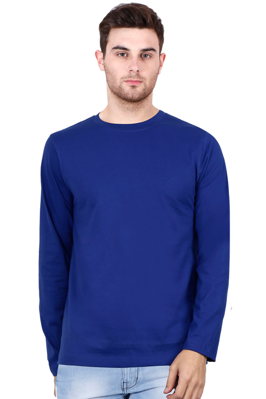 Men's Round Neck Royal Blue Full Sleeve T-Shirt