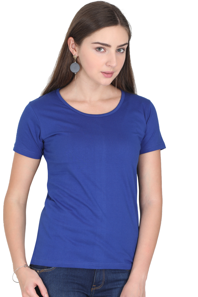 Women's Royal Blue Round Neck Half Sleeve T-Shirt