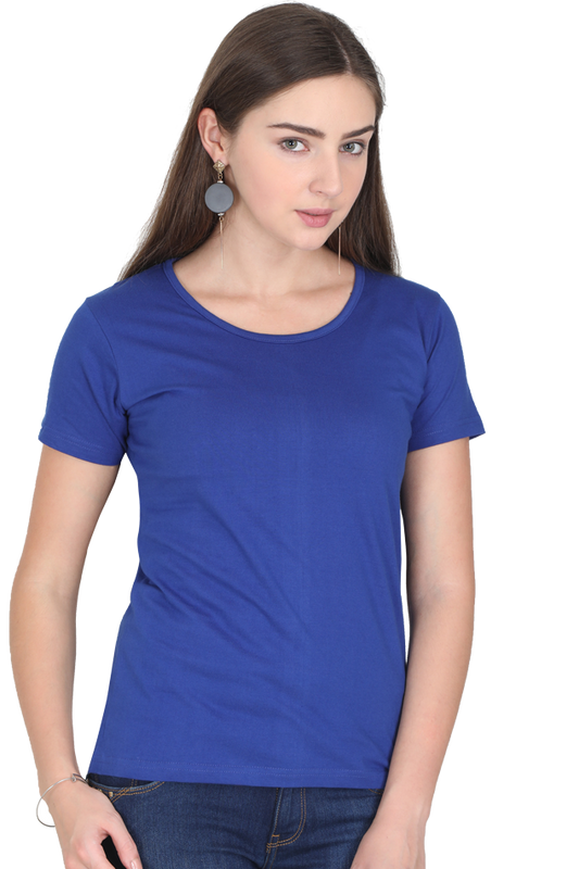 Women's Royal Blue Round Neck Half Sleeve T-Shirt