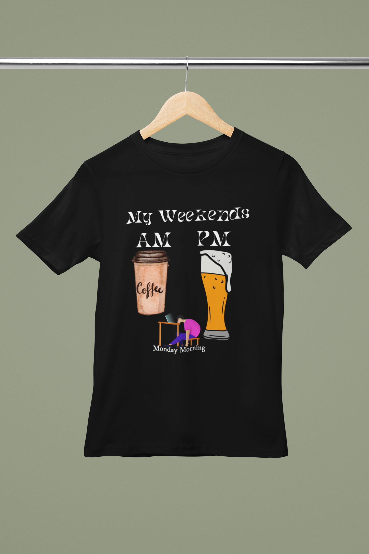 "Weekend Party and Monday Hangover" printed T-shirt