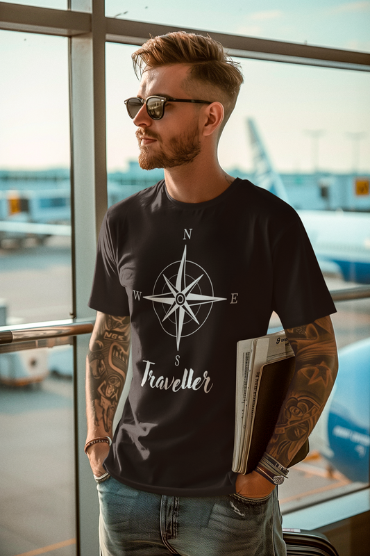 Men’s Traveller Black Round Neck T-Shirt