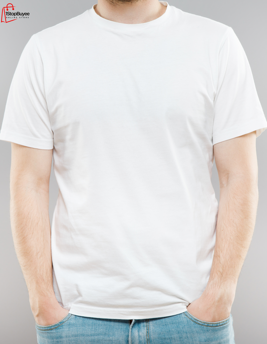 Men's Solid White Cotton T-Shirt