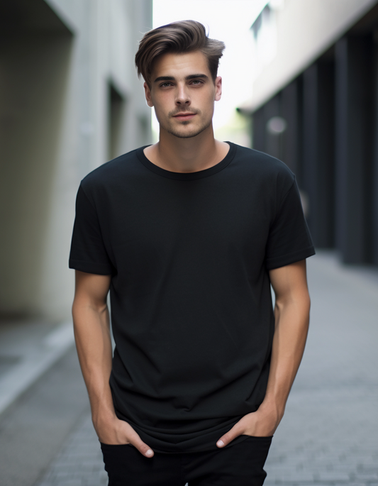 Men’s Solid Black Cotton T-shirt