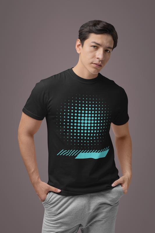 Men's Black Round Neck Cotton T-Shirt