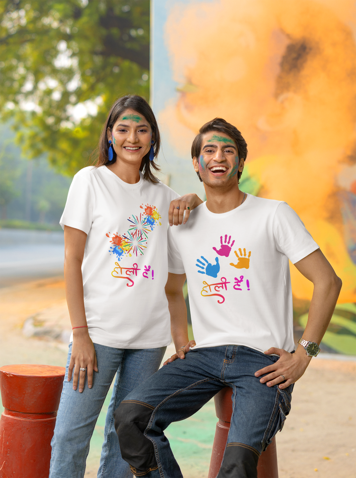 Combo "Holi Hai" Round Neck T-Shirt