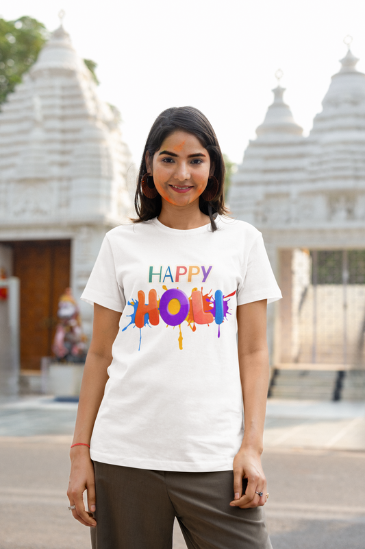 Women's Round Neck Holi T-Shirt